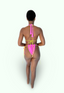 Bikini Flavors model wearing Ruffled Reversible Halter Top and Bermuda Bottoms in Strawberry SUnrise