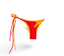 Reversible Brazilian bikini bottom in Cherry Crush by Bikini Flavors. Red reverses to orange. Interchangeable ties, signature hardware. American Made.