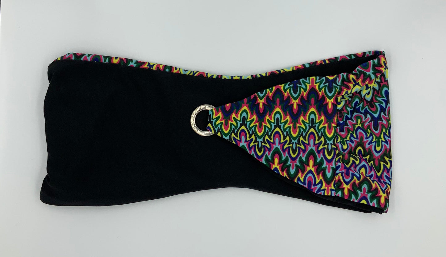 Black Sapphire Reversible Bandeau Bikini Top by Bikini Flavors. Black reverses to colorful print, Mix and match with Berry Breeze, Plum Pretty or Strawberry Sunrise. American Made.