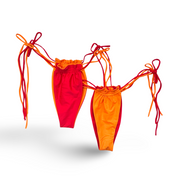 Flay lay Bikini Flavors reversible Bermuda Bottoms in Cherry Crush