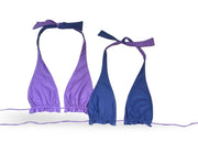 Flat Lay Image Bikini Flavors reversible ruffle halter top in Plum Pretty