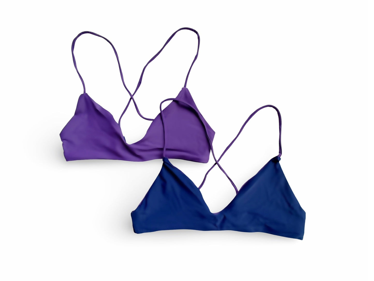 Plum Pretty Reversible Cross-Back Top by Bikini Flavors. Purple reverses to navy blue. American made. 