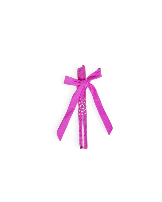 Strawberry Sunrise swimwear straps in pink. Four straps per logo Bikini Flavors tube packaging.