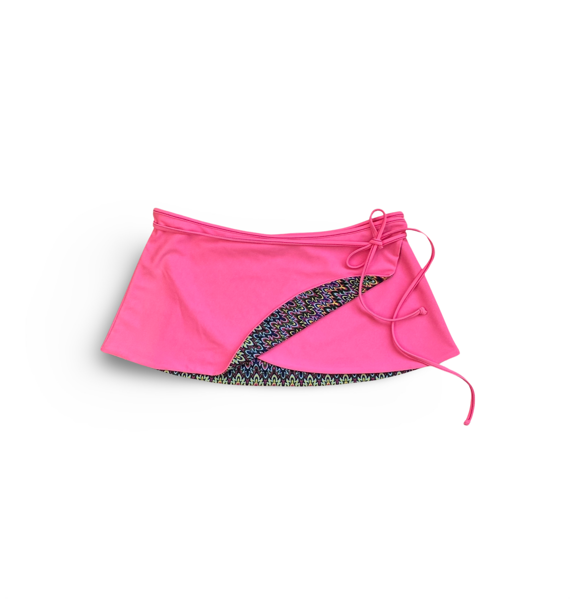 Bikini Flavors reversible cover-up skirt.  Pink reverses to sapphire print. American made.
