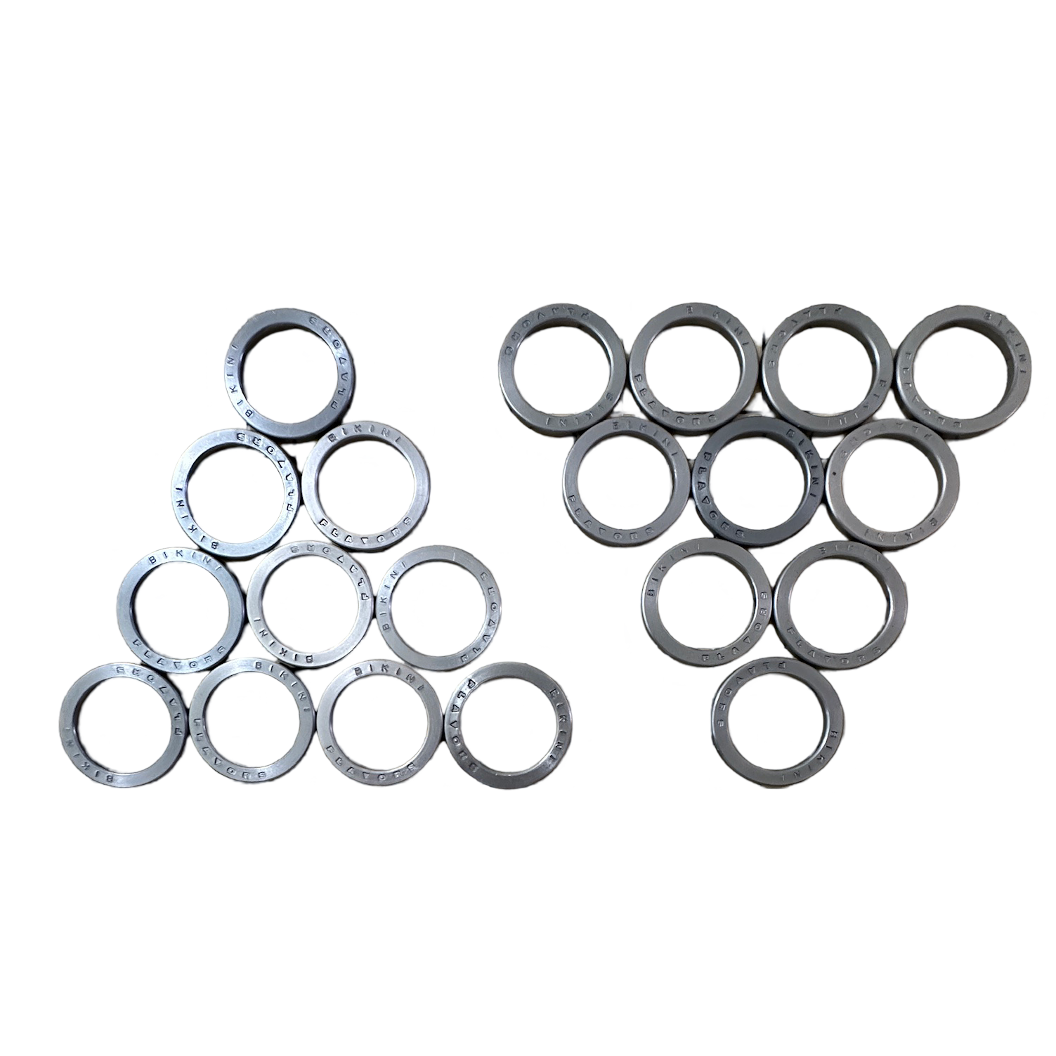 Bikini Flavors signature recycled aluminum rings used in Eye Candy Collection 