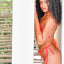 Bikini Flavors model wearing Bikini Flavors Reversible Ruffled Triangle Top and Bermuda Bottoms in Cherry Crush.  American Made. 